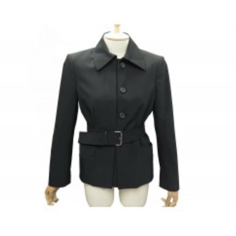 Prada Women's Black Belted Jacket Size 38